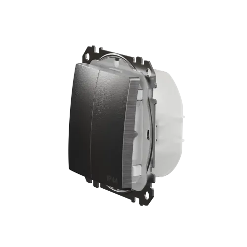 Выключатель IP44 2-клавишный, матовый алюминий, Sedna Design SDD270105