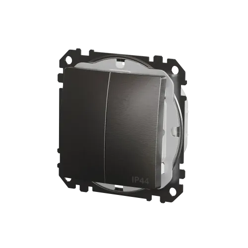 Выключатель IP44 2-клавишный, матовый алюминий, Sedna Design SDD270105