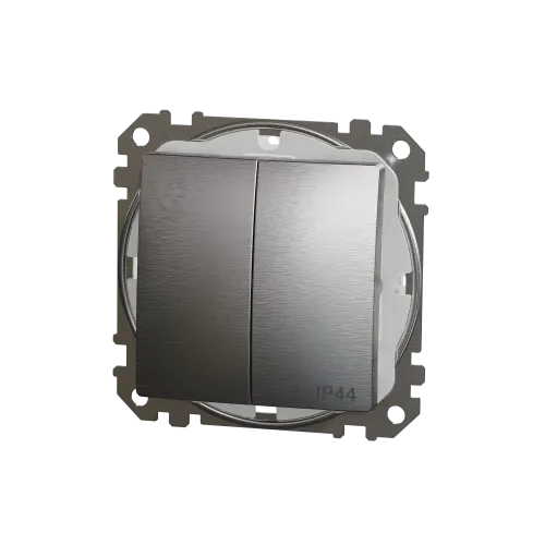 Выключатель IP44 2-клавишный, матовый алюминий, Sedna Design SDD270105