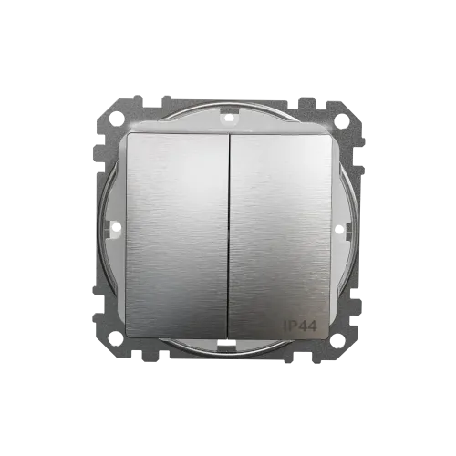 Выключатель IP44 2-клавишный, матовый алюминий, Sedna Design SDD270105