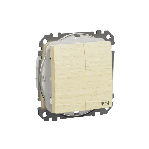 Выключатель 2-клавишный влагозащищенный IP44, береза, Sedna Design SDD280105