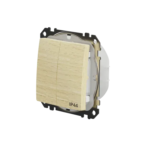 Выключатель 2-клавишный влагозащищенный IP44, береза, Sedna Design SDD280105