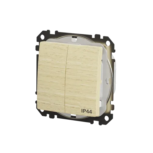 Выключатель 2-клавишный влагозащищенный IP44, береза, Sedna Design SDD280105