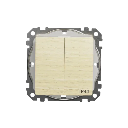 Выключатель 2-клавишный влагозащищенный IP44, береза, Sedna Design SDD280105