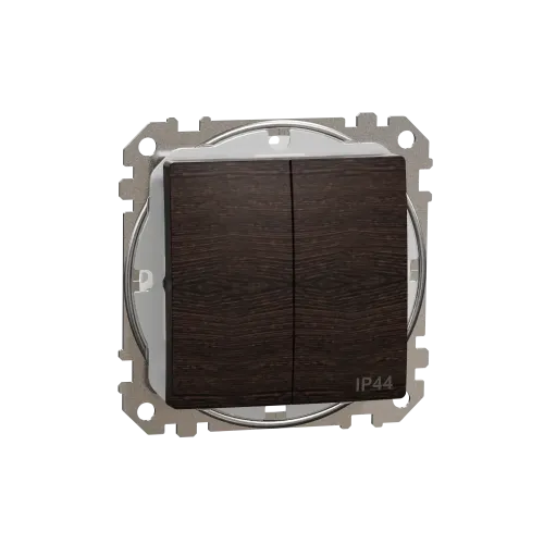 Выключатель 2-клавишный влагозащищенный IP44, венге, Sedna Design SDD281105