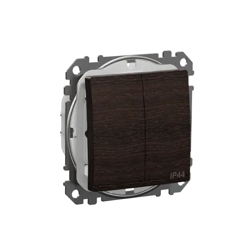 Выключатель 2-клавишный влагозащищенный IP44, венге, Sedna Design SDD281105