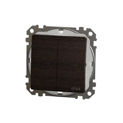Выключатель 2-клавишный влагозащищенный IP44, венге, Sedna Design SDD281105