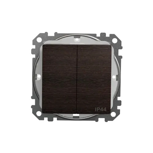 Выключатель 2-клавишный влагозащищенный IP44, венге, Sedna Design SDD281105