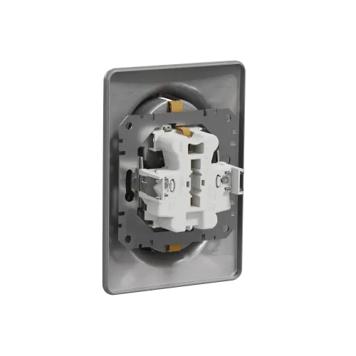 Розетка электрическая двойная, алюминий, Sedna Design SDD313221
