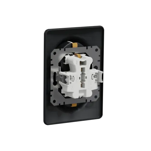 Розетка электрическая двойная, черный, Sedna Design SDD314221
