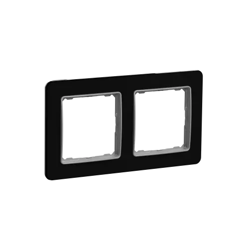 Рамка 2 поста, черное стекло, Sedna Design SDD361802