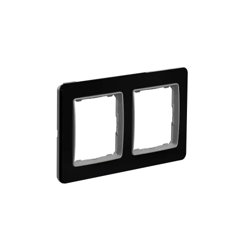 Рамка 2 поста, черное стекло, Sedna Design SDD361802