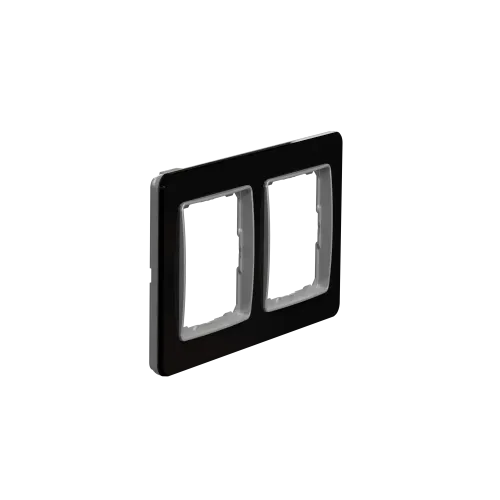 Рамка 2 поста, черное стекло, Sedna Design SDD361802
