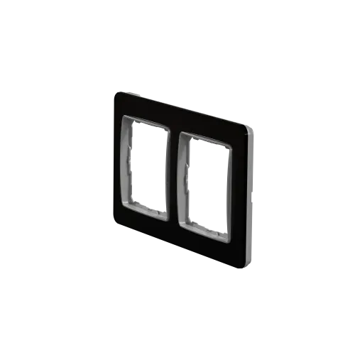 Рамка 2 поста, черное стекло, Sedna Design SDD361802