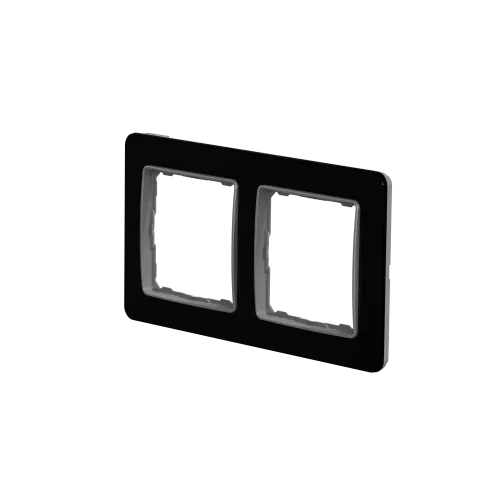 Рамка 2 поста, черное стекло, Sedna Design SDD361802