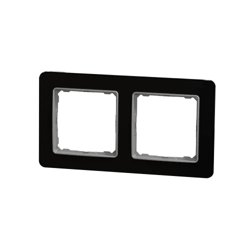 Рамка 2 поста, черное стекло, Sedna Design SDD361802