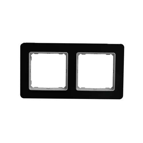 Рамка 2 поста, черное стекло, Sedna Design SDD361802