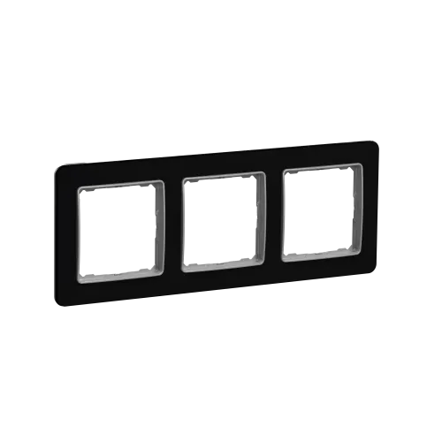Рамка 3 поста, черное стекло, Sedna Design SDD361803