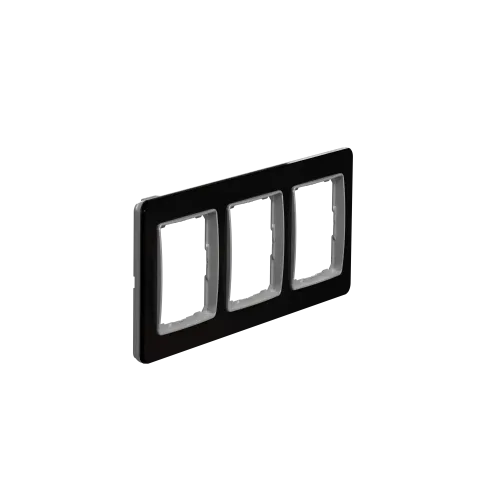 Рамка 3 поста, черное стекло, Sedna Design SDD361803