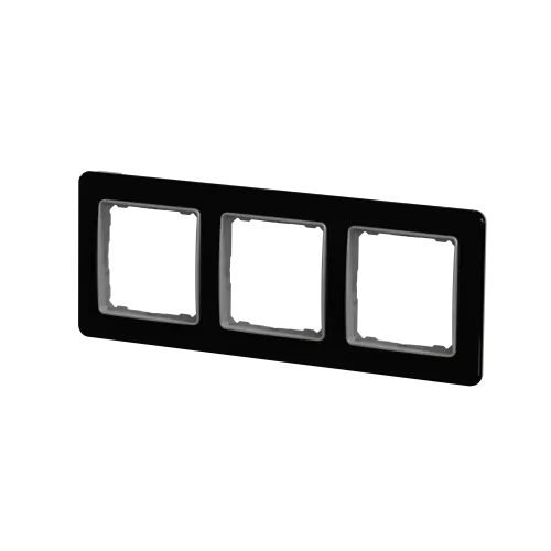 Рамка 3 поста, черное стекло, Sedna Design SDD361803