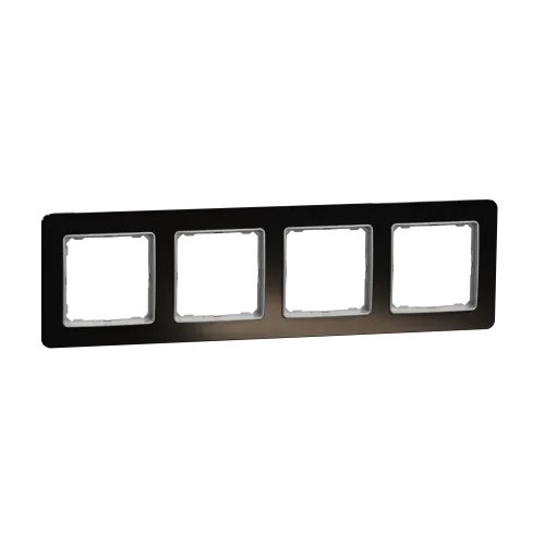Рамка 4 поста, черное стекло, Sedna Design SDD361804