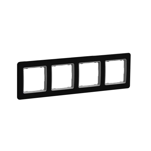 Рамка 4 поста, черное стекло, Sedna Design SDD361804
