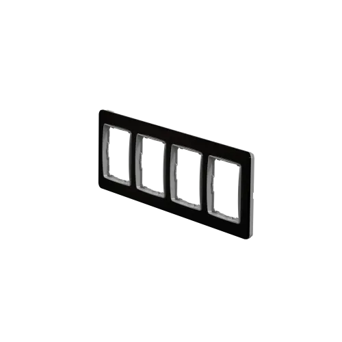 Рамка 4 поста, черное стекло, Sedna Design SDD361804