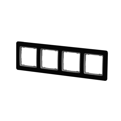 Рамка 4 поста, черное стекло, Sedna Design SDD361804