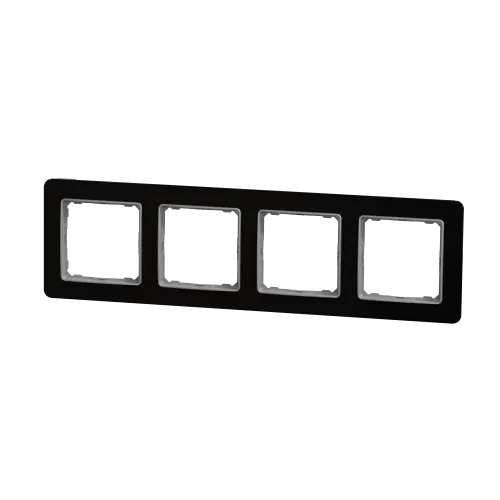 Рамка 4 поста, черное стекло, Sedna Design SDD361804
