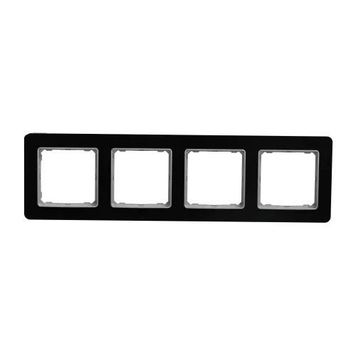 Рамка 4 поста, черное стекло, Sedna Design SDD361804