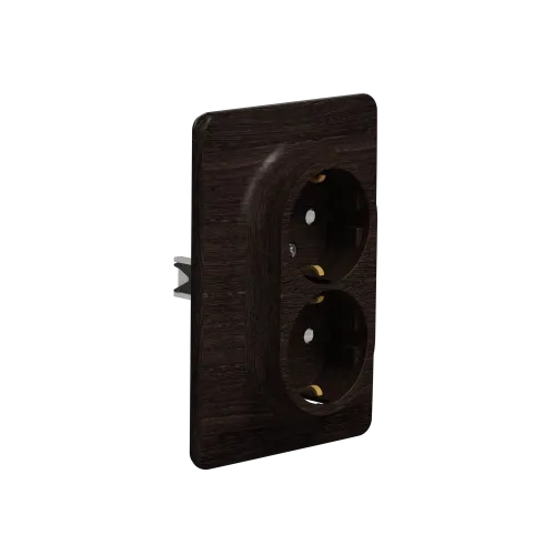 Розетка электрическая двойная, венге, Sedna Design SDD381221
