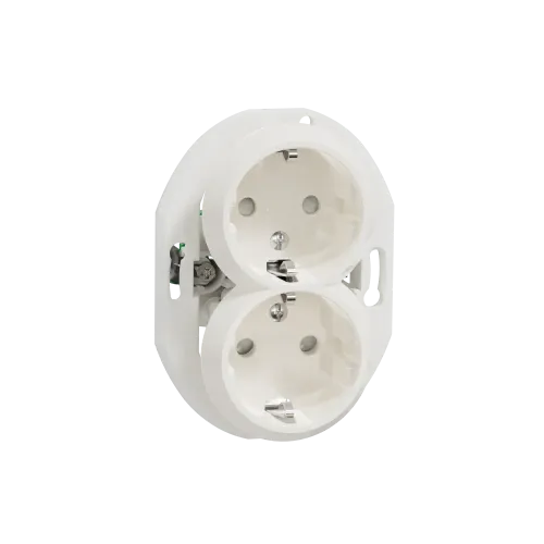 Розетка с заземлением двойная, белый, Renova WDE011122 Schneider