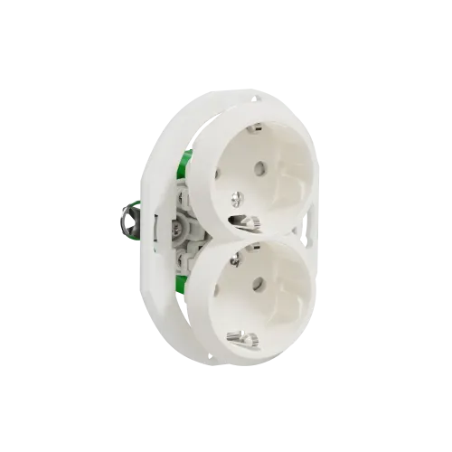Розетка с заземлением двойная, белый, Renova WDE011122 Schneider