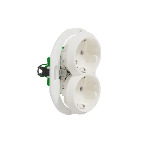 Розетка с заземлением двойная, белый, Renova WDE011122 Schneider