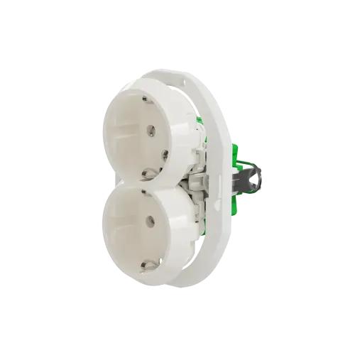 Розетка с заземлением двойная, белый, Renova WDE011122 Schneider
