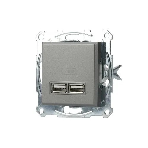 USB розетка, сталь, EPH2700262 Schneider Electric Asfora