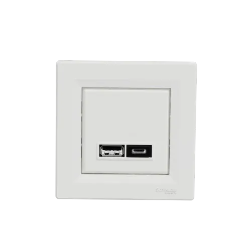 USB розетка тип А+С, білий, EPH2700321 Schneider Electric Asfora