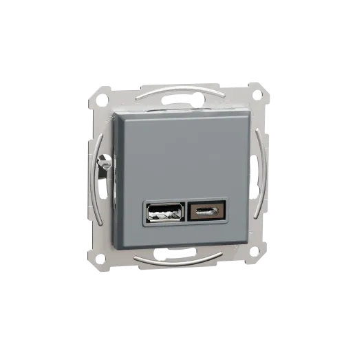 USB розетка тип А+С, сталь, EPH2700362 Schneider Electric Asfora