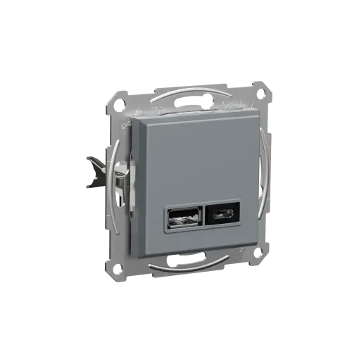 USB розетка тип А+С, сталь, EPH2700362 Schneider Electric Asfora