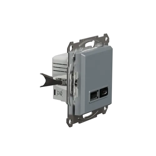 USB розетка тип А+С, сталь, EPH2700362 Schneider Electric Asfora