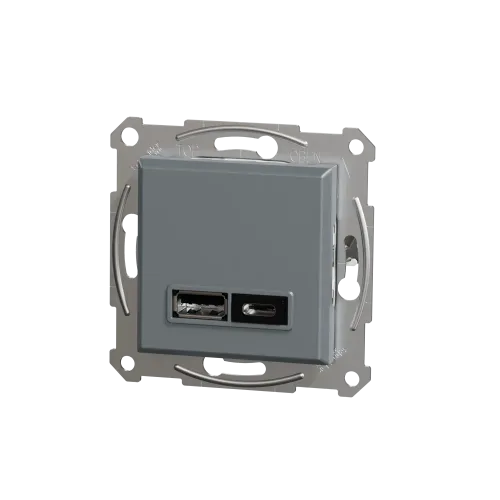 USB розетка тип А+С, сталь, EPH2700362 Schneider Electric Asfora