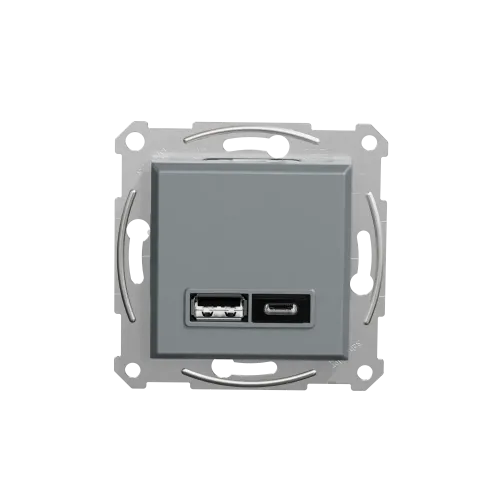USB розетка тип А+С, сталь, EPH2700362 Schneider Electric Asfora