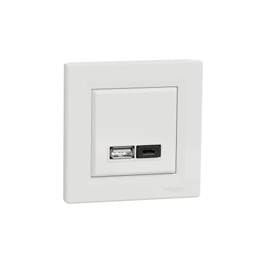 USB розетка тип А+С 3А 45Вт, белый, EPH2700421 Schneider Electric Asfora