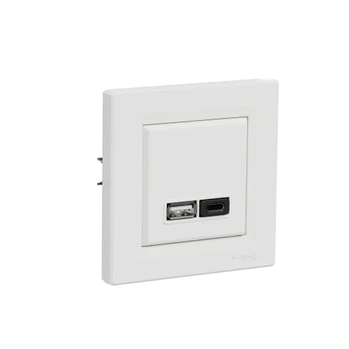 USB розетка тип А+С 3А 45Вт, белый, EPH2700421 Schneider Electric Asfora