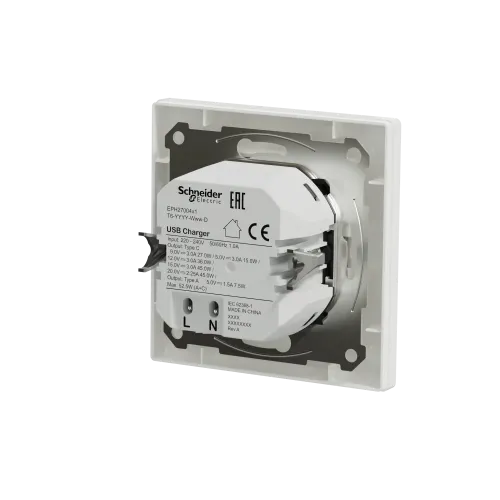 USB розетка тип А+С 3А 45Вт, белый, EPH2700421 Schneider Electric Asfora