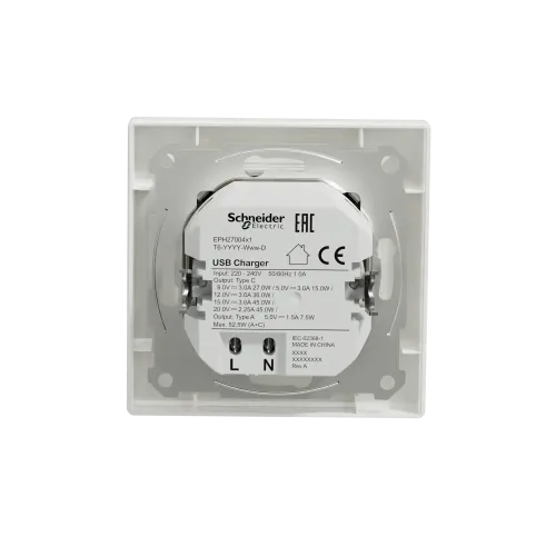 USB розетка тип А+С 3А 45Вт, белый, EPH2700421 Schneider Electric Asfora
