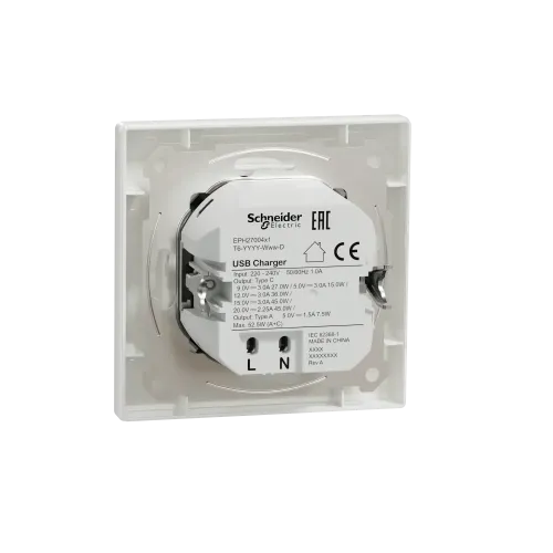USB розетка тип А+С 3А 45Вт, белый, EPH2700421 Schneider Electric Asfora