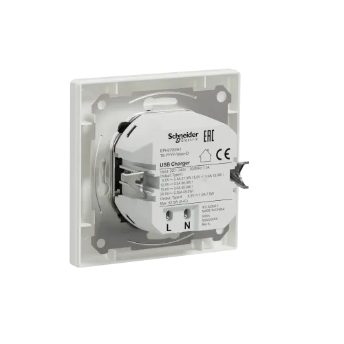 USB розетка тип А+С 3А 45Вт, белый, EPH2700421 Schneider Electric Asfora