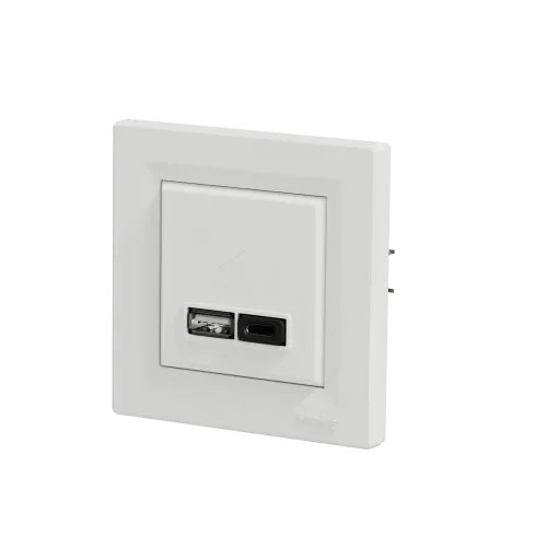 USB розетка тип А+С 3А 45Вт, белый, EPH2700421 Schneider Electric Asfora