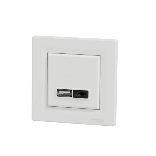USB розетка тип А+С 3А 45Вт, белый, EPH2700421 Schneider Electric Asfora